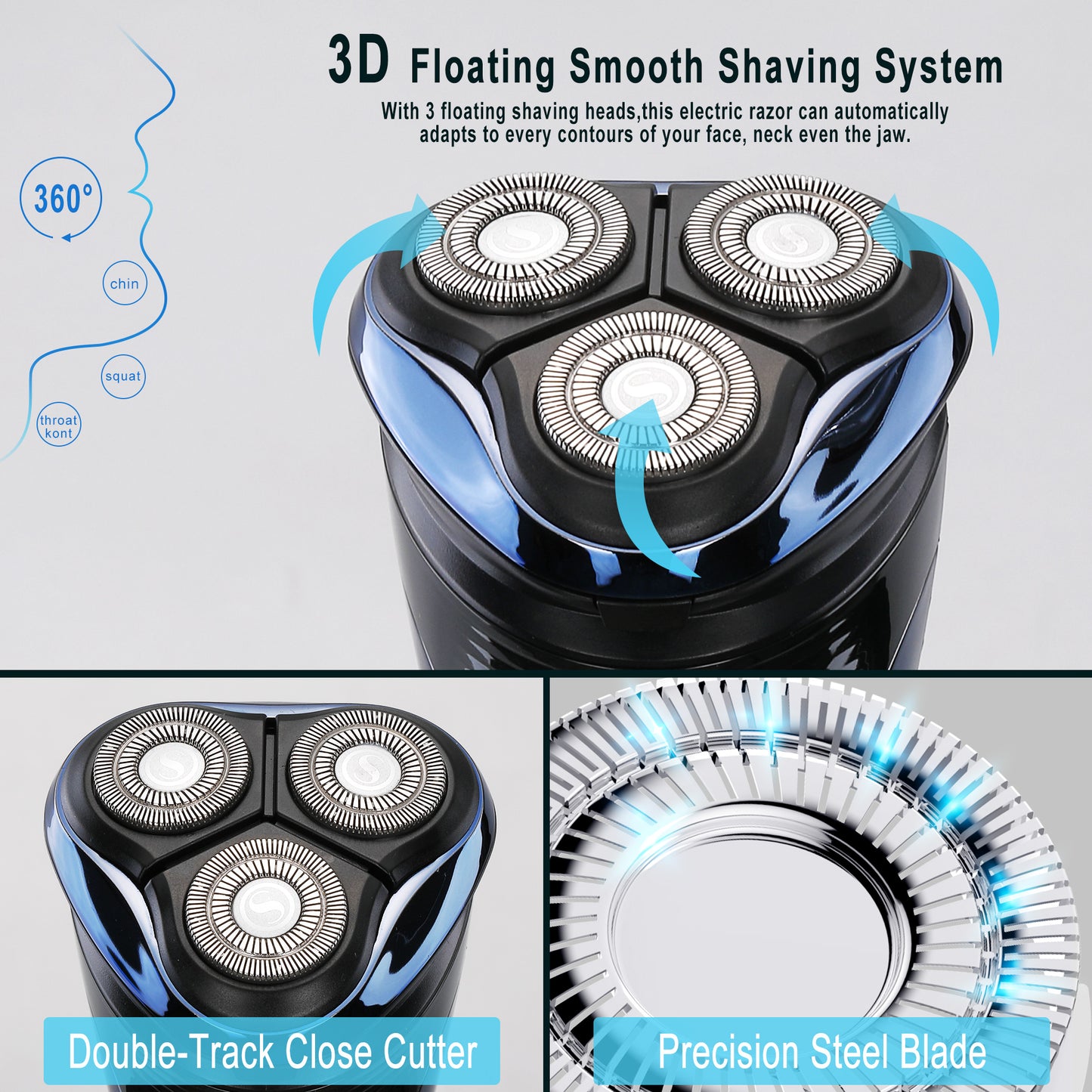 MR.ENZO Usb Rechargeable Shaver Black/Blue