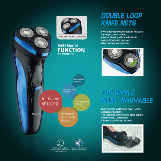 MR.ENZO Usb Rechargeable Shaver Black/Blue